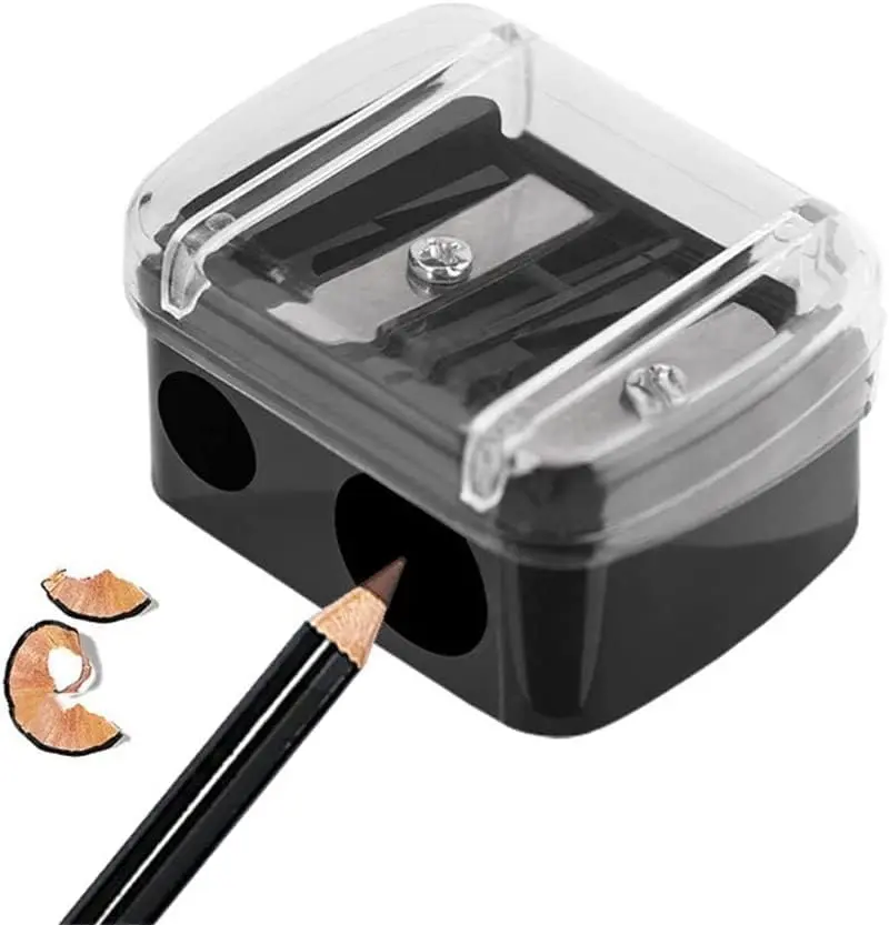 1PC Dual Hole Makeup Pencil Sharpener, 2-in-1 Cosmetic Pencil Sharpener for Eyebrow Pencils, Eyeliner, Lip Liners and Standard Pencils, Portable Beauty Tool for Daily Makeup and Travel