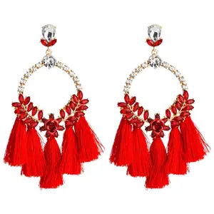 Bohemian Tassel Glam Fashion Earrings Pink, Blue, Red, Green Female Elegant Casual