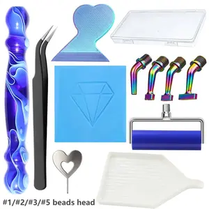 DIY 5D Diamond Painting Brush Tool Set, Ergonomic Bent Tips, Steel Nibs, Wheel Locator, Accessories for Art Crafts Nail Beauty, Diamond Painting Kit, Diamond Art Tools