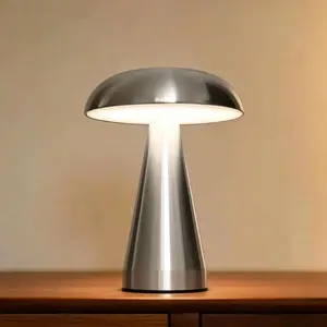 Metal Table Lamp Large Mushroom Creative Design, USB Rechargeable Night Light for Dining Table, Hotel, Bar, Glow Decorative Lamp, Indoor Decorative Light, Home Decoration Lamp