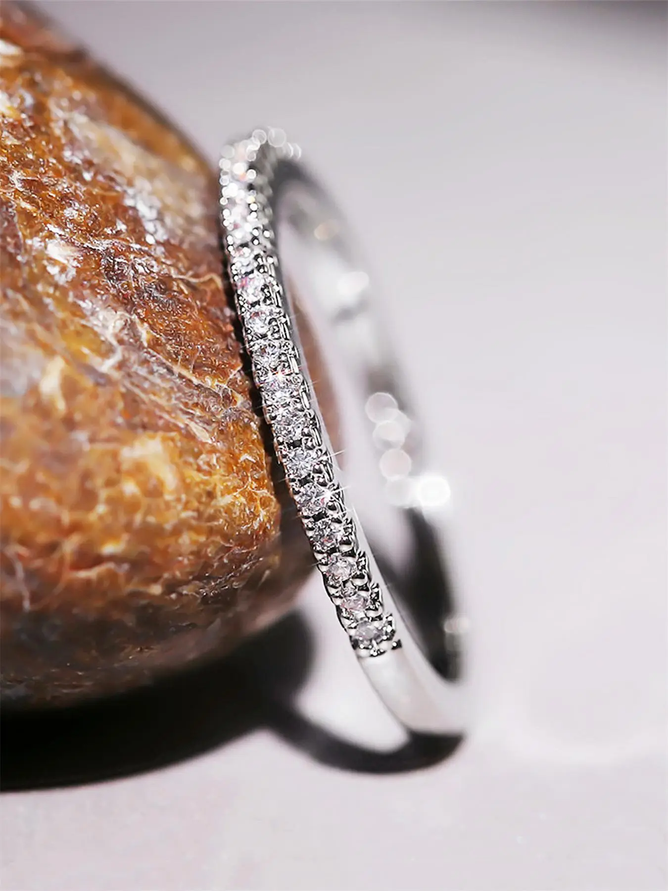 Women's Elegant Rhinestone Decor Promise Ring, Trendy Exquisite Engagement Ring, Chic Fashionable Jewelry As Gift for Girlfriend