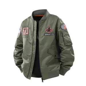 Autumn Winter MA1 Pilot Jacket Men's Baseball Coat Large Size Loose Flight Jacket Thickened Casual Cotton American Vintage Workwear Jacket with Patches