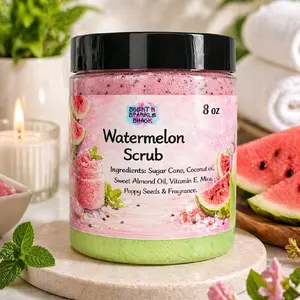 Watermelon Sugar Scrub with added Poppy Seeds Great Exfoliation and Moisturizer 2 Sizes Available 2 oz & 8 oz