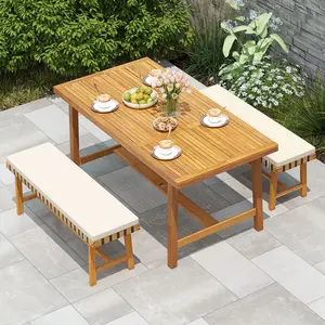 COSTWAY-3-Piece Patio Dining Set for 4 People Farmhouse Furniture