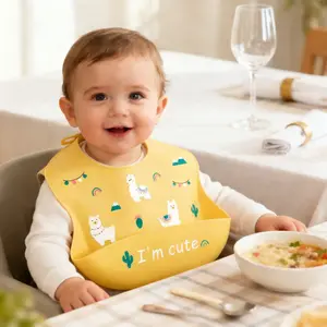 Cartoon pattern Adjustable Durable Silicone Bib ,Soft & Waterproof for Ultimate Comfort & Coverage,  Silicone soft Baby Bib, cute animal bib, Waterproof Anti-Stain, Perfect for Infant Feeding
