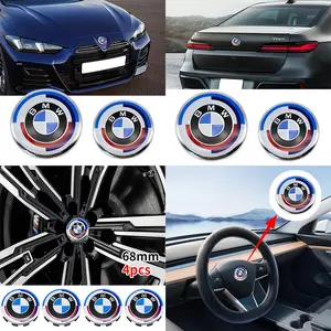 Bmw 50th Anniversary 7 Piece Car Badge Set 56/68mm Wheel Caps & Steering Wheel Emblem for G20 G30 X3 X5 F30 Models