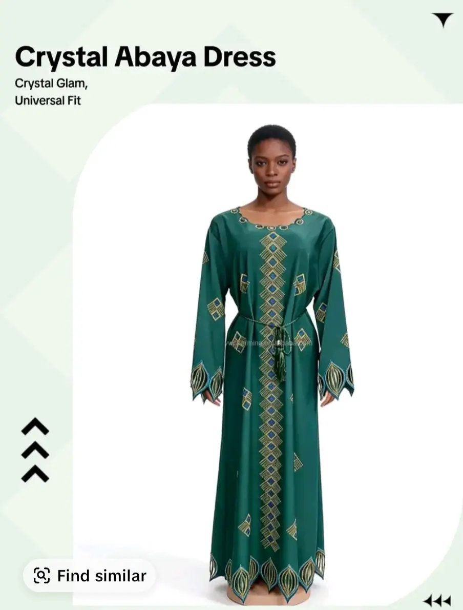 Women's Chic Elegant Crystal Abaya Dress - Wedding & Evening Wear, Long Sleeve, Crew Neck, All Seasons, 1-Size-Fits-All Free Islamic Modest Robe, Modest Fashion