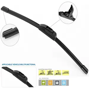 Wiper blades, Different size 14''/16''/17''/18''/19''/20''/21''/22''/24''/26''/28'', Hook connector, All seasoned (Pack of 1)