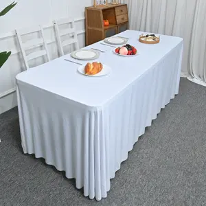 Rectangular tablecloth with back opening design - suitable for weddings, parties, graduation ceremonies, Party Decor, etc. Suitable for all seasons. Can be used as event tablecloth, party accessories, or pleated table skirt.