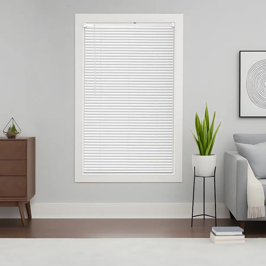 【toolupgrade】VEVOR Cordless Room Darkening Mini Blinds, 34 in W x 48 in H, 1 Single Slat Size, Cordless Wand Operation, Minimalist Lines, Horizontal Blinds for Indoor Windows, Easy to Clean, Simple Light Adjustment, White Home Decor, Room Darkening Blinds