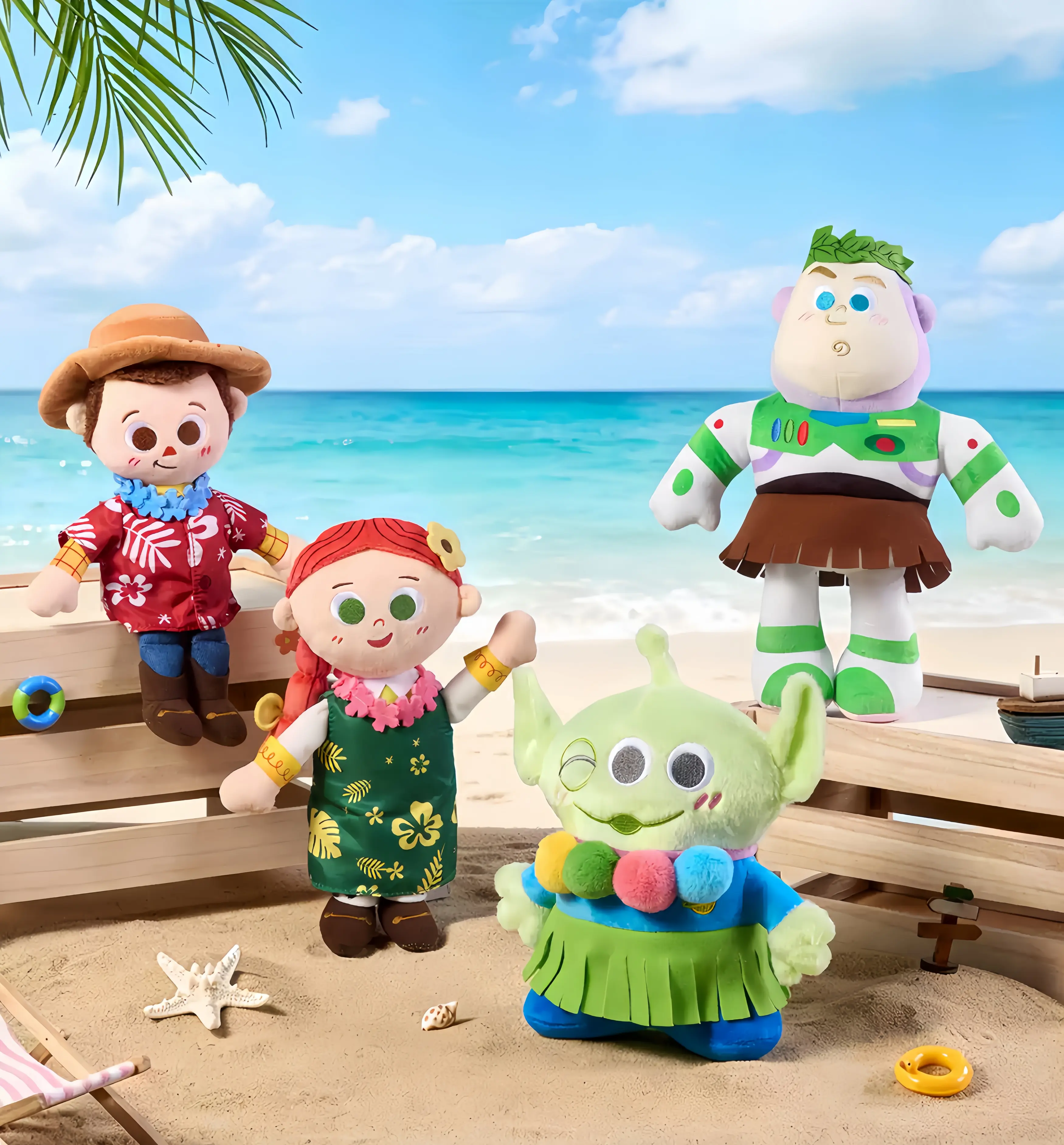 Disney Toy Story 5 Hawaii Series Plush Dolls - Woody, Buzz Lightyear, Jessie, Alien Summer Island Stuffed Toys, Cozy Cuddly Doll Gift, Exquisite Micro Embroidery, Kawaii Cute Collectibles, Birthday Holiday Gift, Room Decor