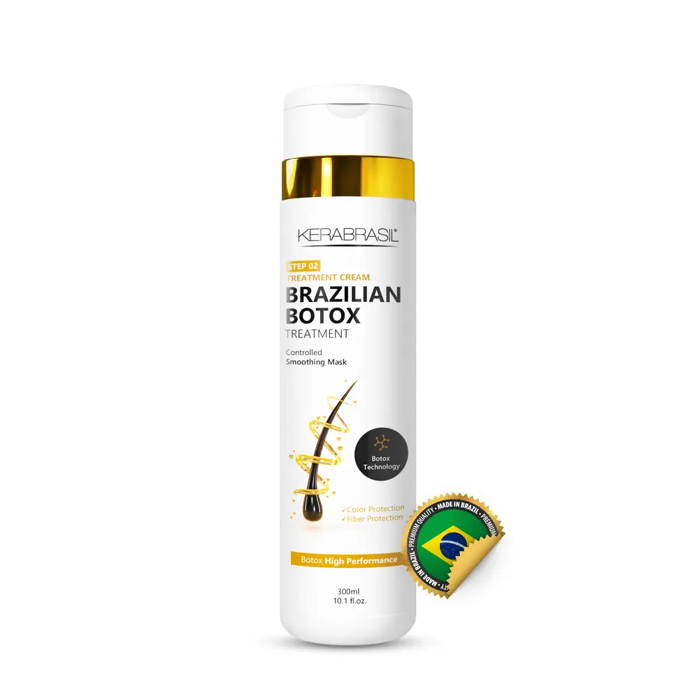 Kerabrasil STEP 02 Brazilian Botox Keratin Treatment Cream for Damaged Frizzy Hair - Deep Repair & Strengthening Formula - 10.1 fl oz