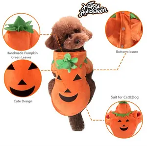 Dog&Cat Hoodie Cute Funny Halloween Style Pet Pumpkin Cosplay Costume Pet Clothes  Fleece Hoodie Sweater Halloween Costumes for Dogs and Puppy Cats