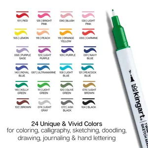 KINGART Twin-Tip Brush Pen