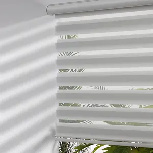 Blinds with Free-Stop Function - Dual Layer Light Filtering & Privacy Sheer Shades for Day and Night - Easy Install Window Shades for Home, Living Room, 36" W x 72" H,Grey