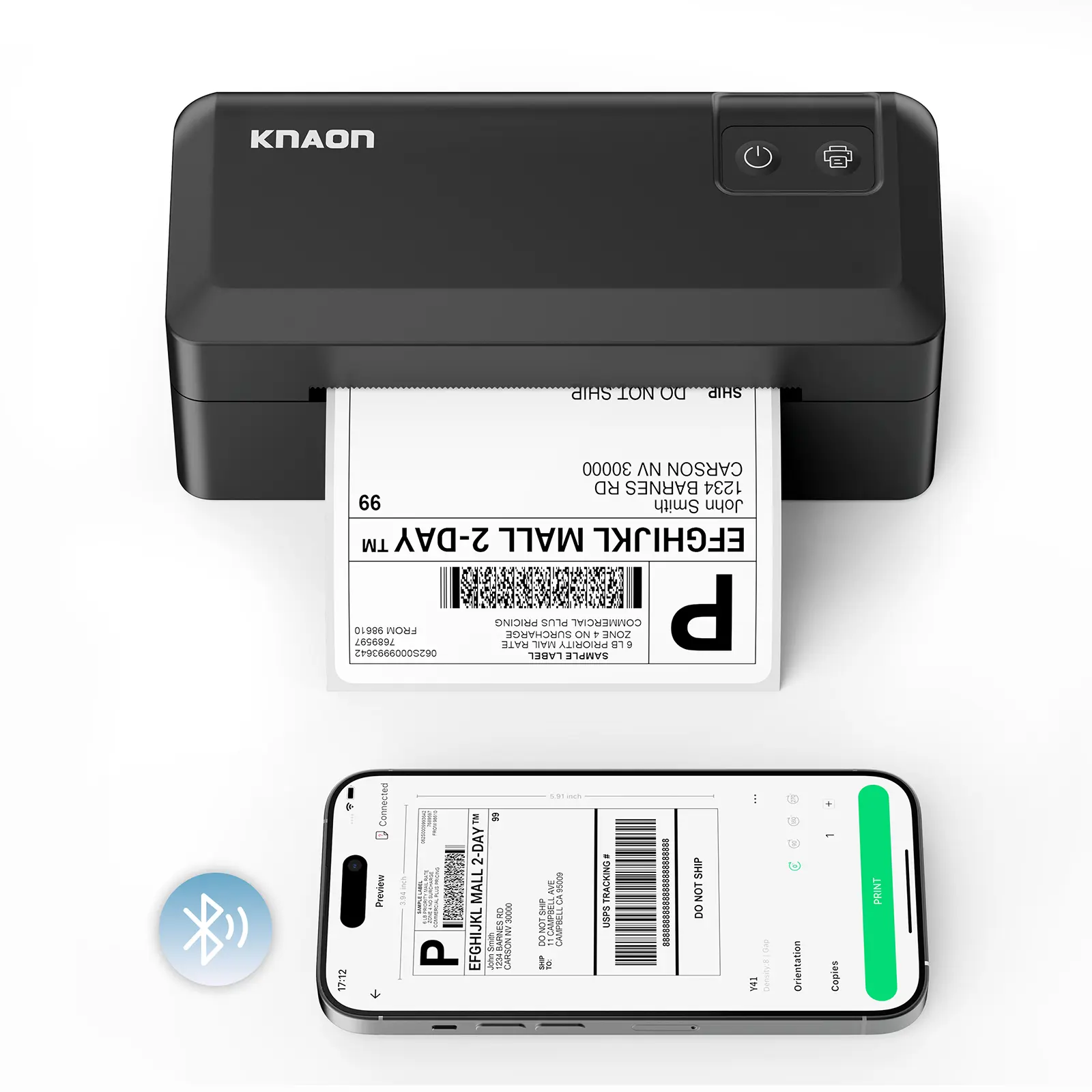 KNAON Bluetooth Thermal Label Printer (Thermal Label Maker) Compatible with Amazon, USPS, Shopify, iOS, Android, Windows, Mac