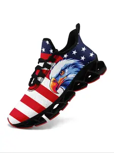Men's Fashionable Eagle Print Low Top Sneakers, Casual Comfortable Breathable Sports Running Athletic Shoes, Male All-match Round Toe Shoes for Daily Wear, Athletic Running Trainers
