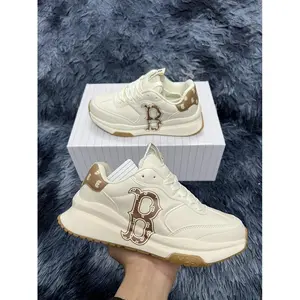 MLB Boston Red Sox Chunky Runner Classic Monogram Beige Sneakers - Premium Men's & Women's Casual Lifestyle Sports Collectible Shoes