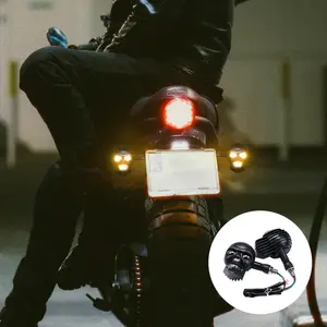 FCCEMC 2Pcs 12V Motorcycle Turn Signal Light Skull Head Shape LED Dual Color Turn Signal Light Motorcycle Auxiliary Headlight