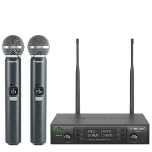 Phenyx Pro PTU-71-2H Dual Wireless 500Mhz Microphone System – 2 Handheld Mics, 328ft UHF Range, Auto Scan & IR Sync, 2x100 Adjustable Frequencies, Dynamic Mics for Singing, Church, Karaoke, Events