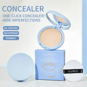 Natural Long-Lasting Powder Foundation, Lightweight Breathable 10g, Includes Sponge Applicator, Perfect for Commuting & Dates, Face Setting Powder