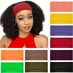 3 Pack Random Color Wideadbands for Women Non Slip,Workout Yoga Running Womens Headband Boho Hair Bands for Women's Hair,Thick Sweat Head Bands Solid Head Wraps Bandana