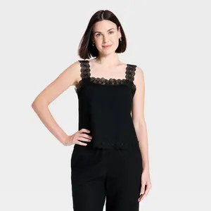 Women's Lace Trim Tank Top - A New Day