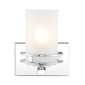 JONATHAN Y Fairfax Metal/Frosted Glass Contemporary Glam LED Vanity Light; for Living Room, Bedroom, Kitchen, Office