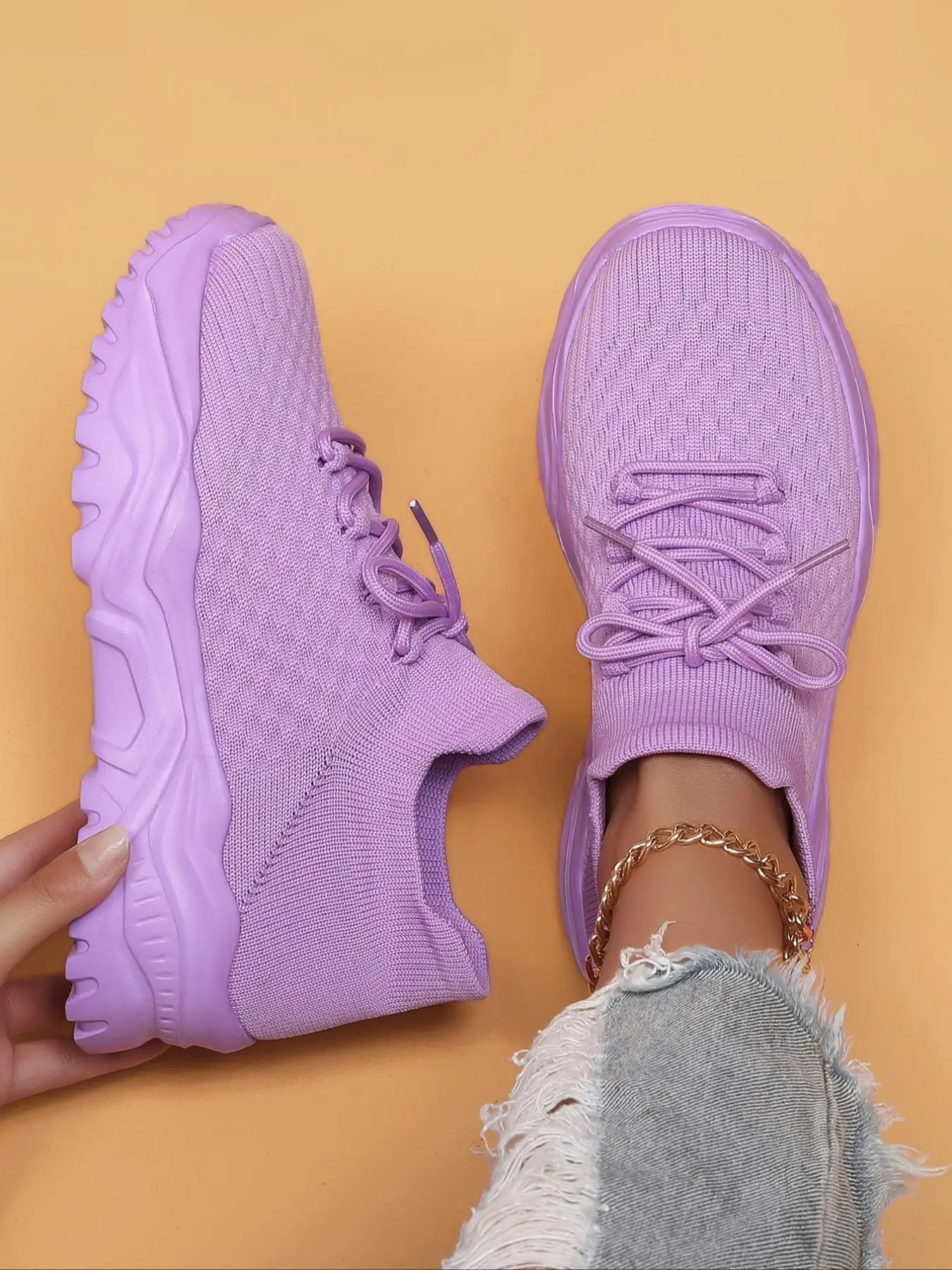 Fashionable Lace Up Low Top Sneakers, Casual Breathable Lightweight Running Shoes, Comfortable Sports Shoes for Daily Wear, Women's Sneakers