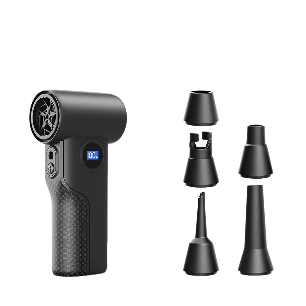 Portable Outdoor Cordless Travel Hair Dryer, 110000 Rpm Turbo Fan, 4000mah Rechargeable, Digital Display, Multiple Nozzles, Ideal for Camping & Fire Pit Cleaning, Travel Blow Dryer