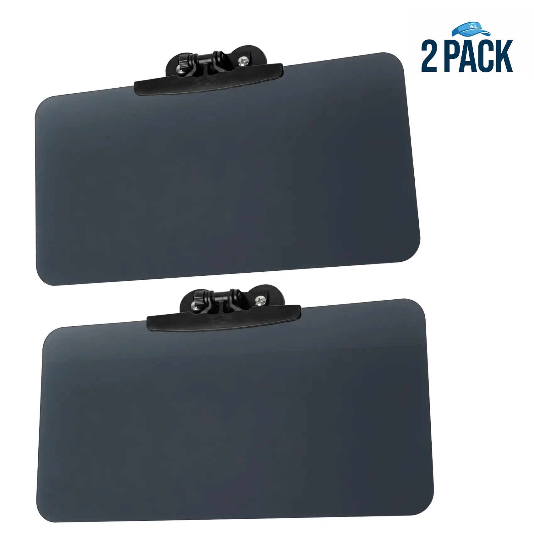 2 Pack Golf Cart Sun Visor, 15.8" L x 7.9" for Wanti-Glare & UV Protection Visor with Adjustable Angle. No Tools Needed, fits Most Standard Golf carts.Durable Clear Shade