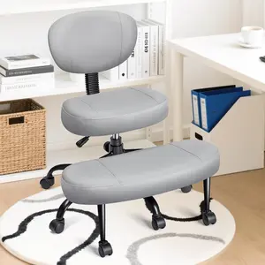 Cross Legged Office Chair with Wheels, Kneeling Meditation Wide Criss Cross Swivel  Chair with  Support&Adjustable Height,  Stool with Rotating Footrest for Yoga  Office