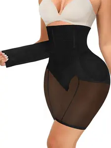 3 IN 1 High Elastic Mesh Thong Panties for Women Shapewear, Casual, Strong Wrinkle Reduction, Detachable Waistband, Butt Lifting Pads, Hip, All Seasons Wearable Underwear