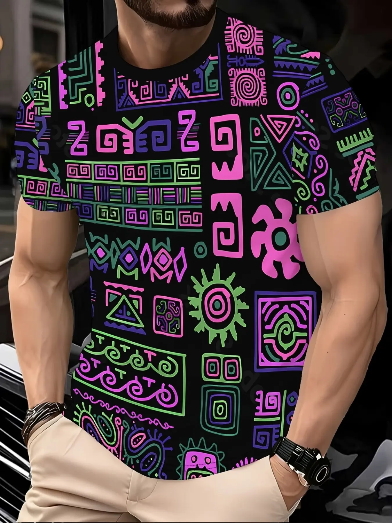 Men's Casual Sporty Outdoor T-Shirt, Polyester Breathable Mesh Fabric, Ideal for Hiking, Beach, Basketball, All Seasons Wear
