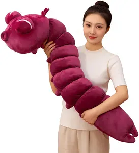 Toji Worm Plush, 120cm/47in Large Stuffed Animal Body Pillow, Burgundy Red, Soft Anime Plush Toy