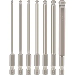 7 count SAE Ball End Hex  Bit Set Hex  Allen Wrench Drill Bit Set 5/64-5/16 Inch  1/4 Inch Hexagonal Shank 100mm Long