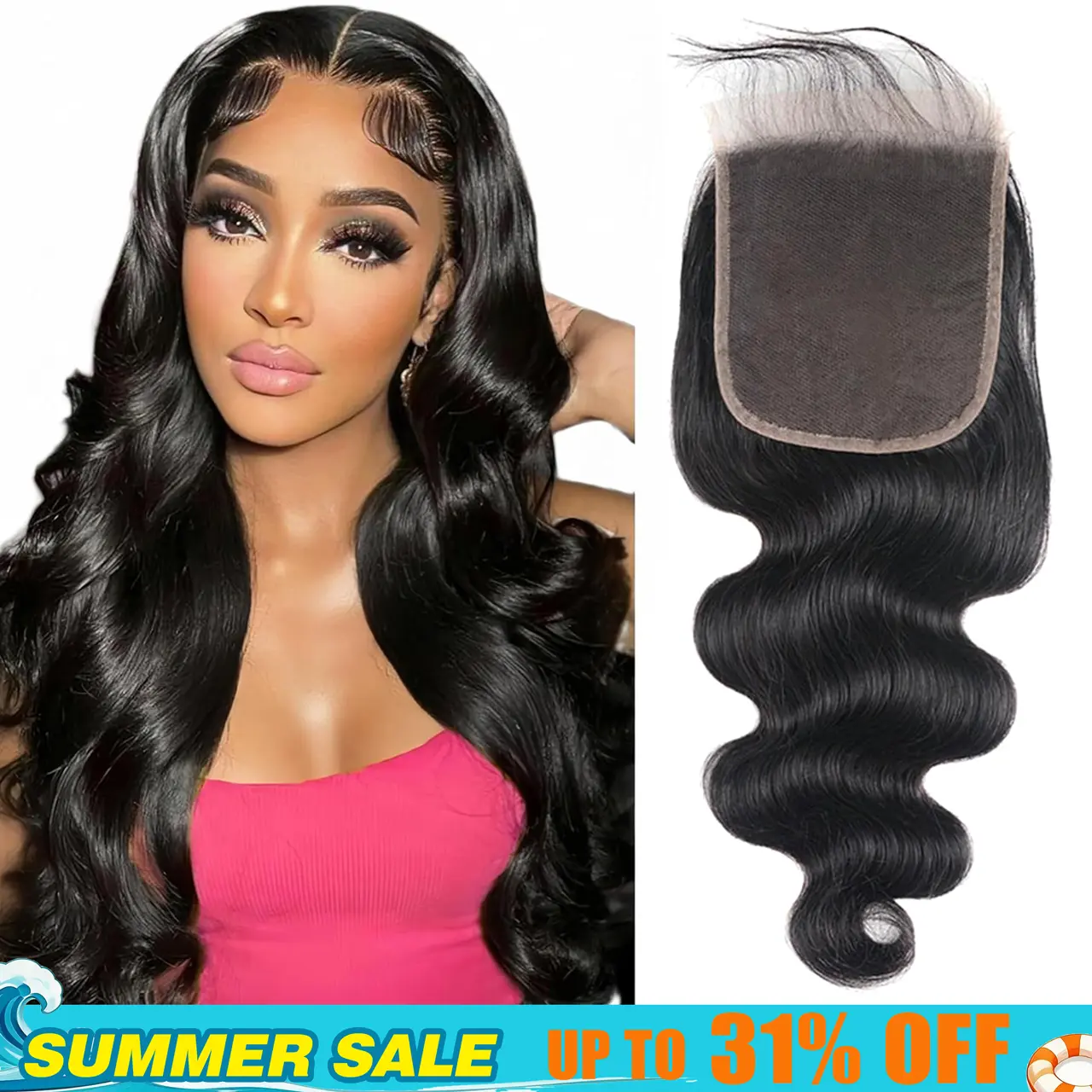 Charmanty Hair HD Lace Closure 2*6/ 4*4/5*5/ 13*4 Frontal Body Wave/ Straight/ Deep Wave 100% Human Hair 0.095mm Ultra-thin Invisible SKINLIKE HD Front Lace Closure Human Hair Pre Plucked Hairline Natural Black Closure #TikTokShopSummerSale