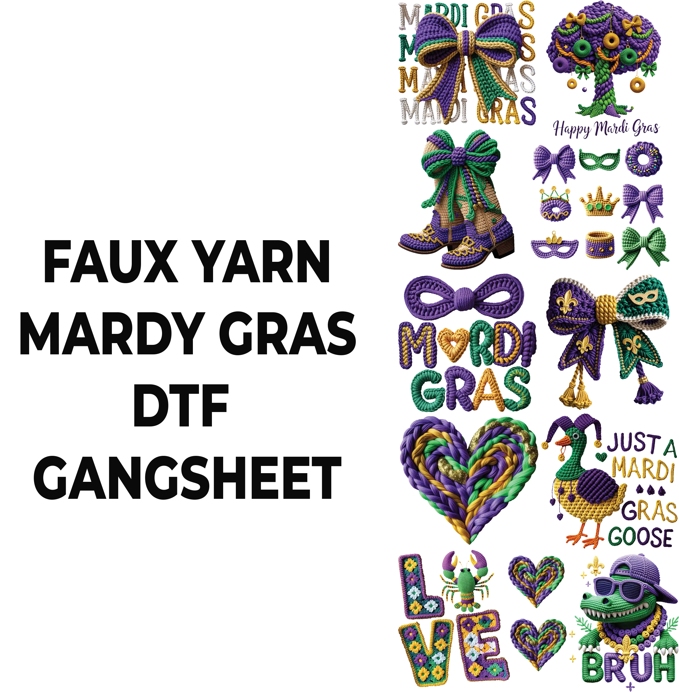 FAUX YARN MARDY DTF GANGSHEET FOR SHIRTMAKING