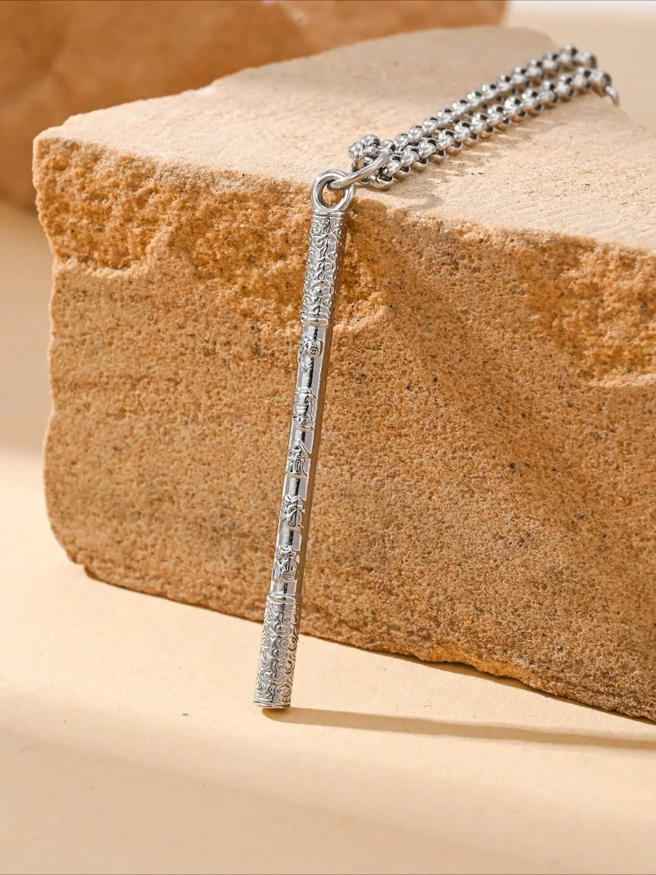 1pc Retro Creative Sun Wukong Ruyi Golden Hoop Pillar Pendant Stainless Steel Men's Necklace Jewelry
