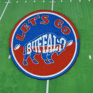 LET'S GO BUFFALO FOOTBALL IRON-ON PATCH 3.5" EMBROIDERED