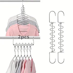 Maximize, Organize & Save Space: Stainless Steel Cascading Hangers, 12 Slots, Space Saving Hanger, Clothes Hanger Organizers - Perfect for Efficient Closet Organization