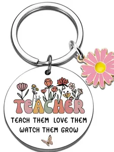 Teacher Appreciation Gift, Gratitude Gift, Wildflower Retro Keychain, New Teacher Gift, Thanksgiving Week Christmas Gift