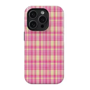 Magsafe Phone Case iPhone Case - Pink & Yellow Plaid Design Suitable for iPhone 17-11 Pro Max/Plus