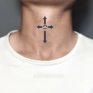 6 large herbal tattoo stickers, including 1 neck element and 5 random styles, lasting 7-15 days, waterproof and wear-resistant, realistic effect, suitable for people who are afraid of pain and don't want tattoos