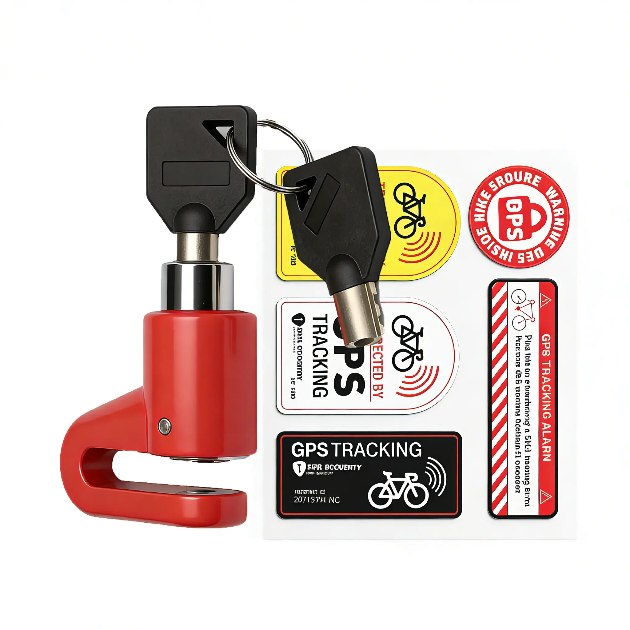 Heavy-Duty Aluminum Alloy Disc Brake Lock, Pry-Resistant And Anti-Theft Safety Lock, 5 GPS Warning Stickers, Suitable for Motorcycles, Scooters And Mountain Bikes, with Waterproof Function