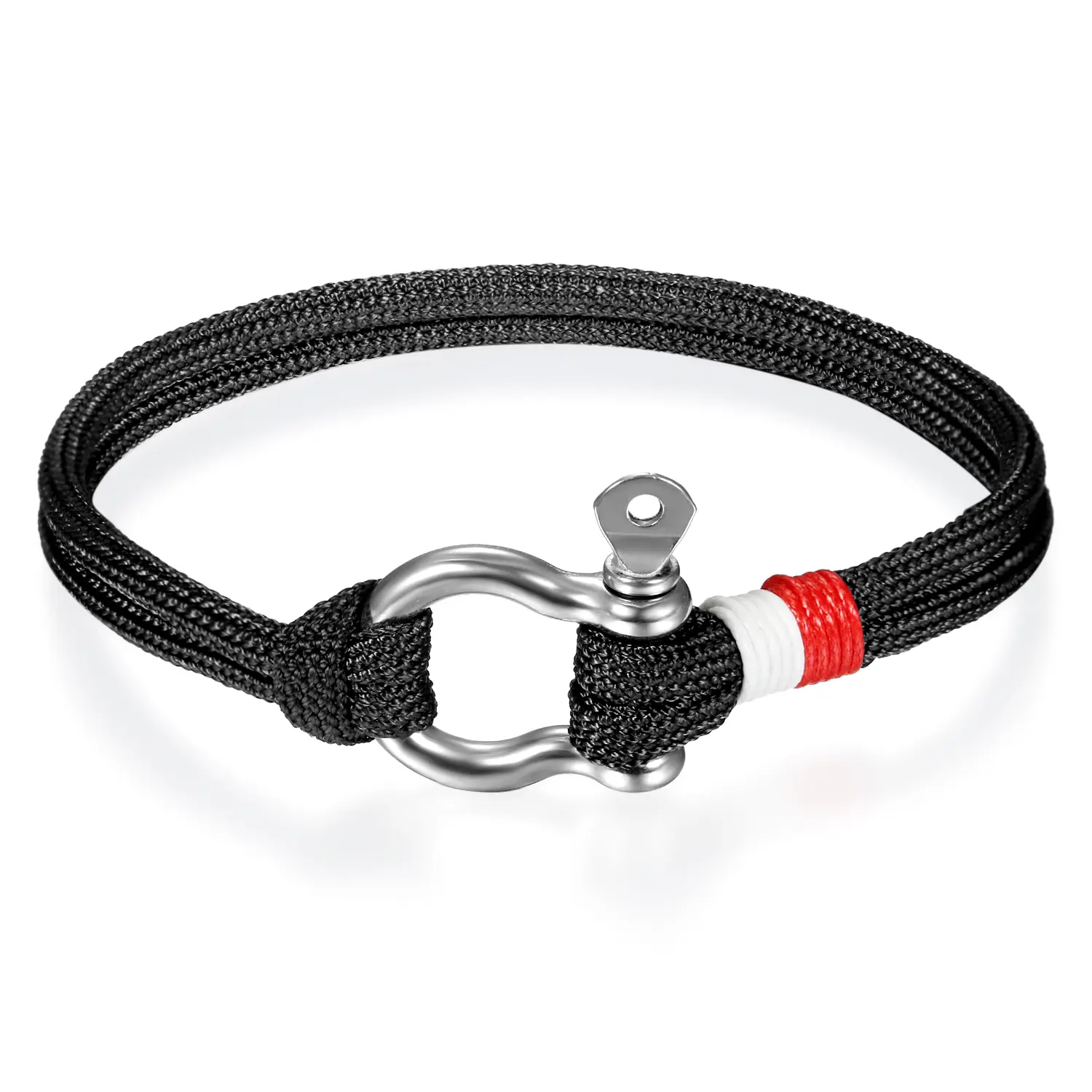OIDEA Nautical Rope Bracelet Stainless Steel Shackle Unisex, Sailor Woven Cord Wrap Wristband Navy Blue
