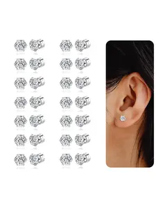 14 Pairs Magnetic Stud Earrings Multicolor Cubic Zirconia Clip on Earrings Set Versatile Earrings Non-Piercing Fake Earring Jewelry for Women Men 4MM
