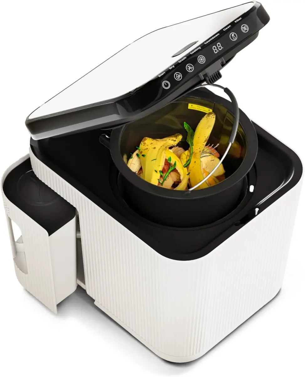Home Zone Living VA42272A 3 Liter Electric Composter for Kitchen - Large - White