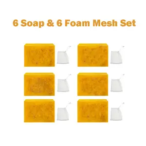 6 PCS Kojic Turmeric Face Soap, Kojic Soap, Face Cleansing Soap, Turmeric Face and Body Soap, Kojic Face and Body Soap
