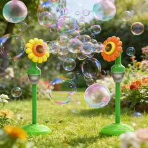 Electric Sunflower Bubble Machine, Remote Control, Adjustable Height, Sound and Light, Portable Rechargeable, Garden Wedding Party